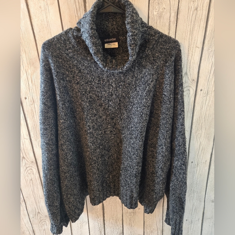 Eskandar Hand-Loomed Merino Wool Blend Mock Neck Knit Pullover Sweater 0/S